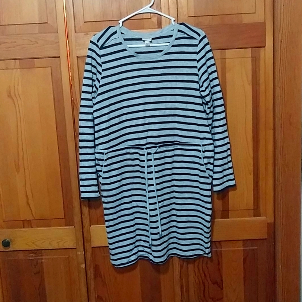 Grey and blue stripped dress